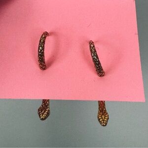 Snake post earrings with a loop tail in front & snake peaking from under